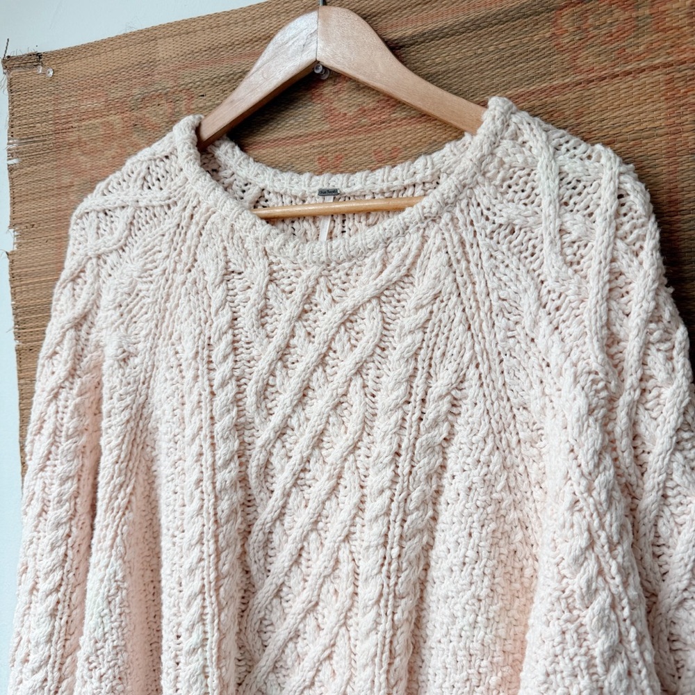 Free People On a Boat Cableknit Slouchy Sweater Dress size large - Picture 3 of 7